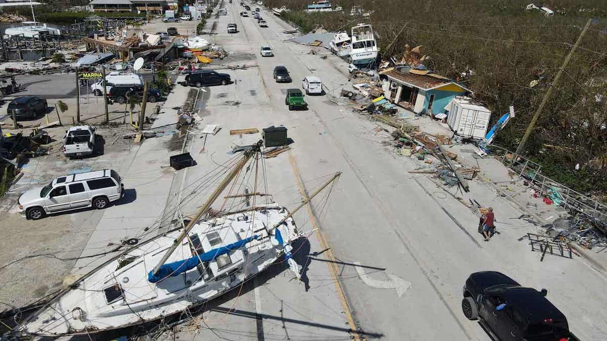 Displaced boats from hurricane Ian