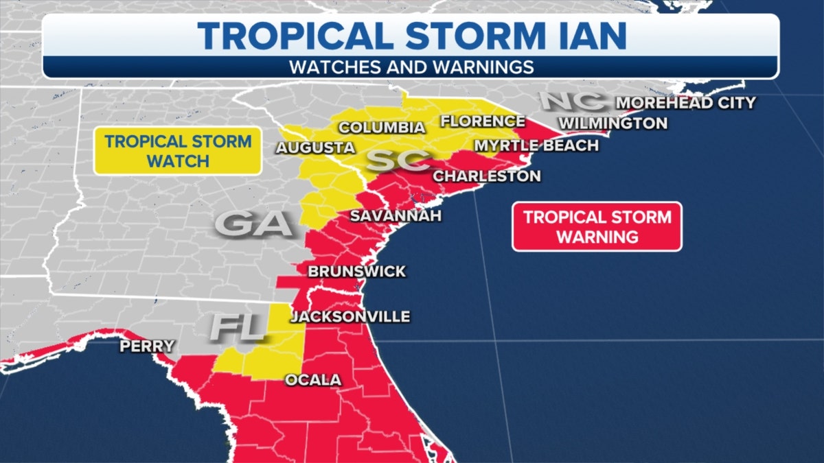 Tropical Storm Ian warnings