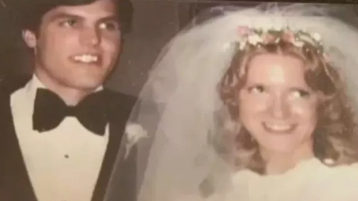A wedding photo of James Krauseneck Jr. and Cathleen Krauseneck