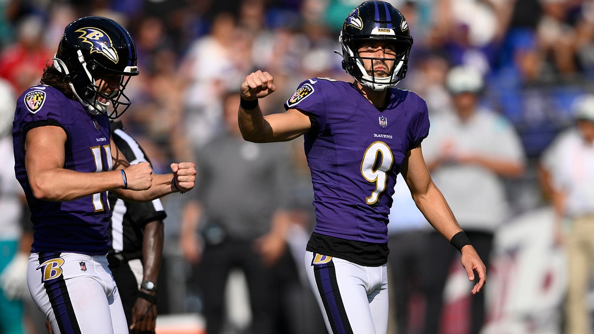 Justin Tucker in the second half vs Dolphins