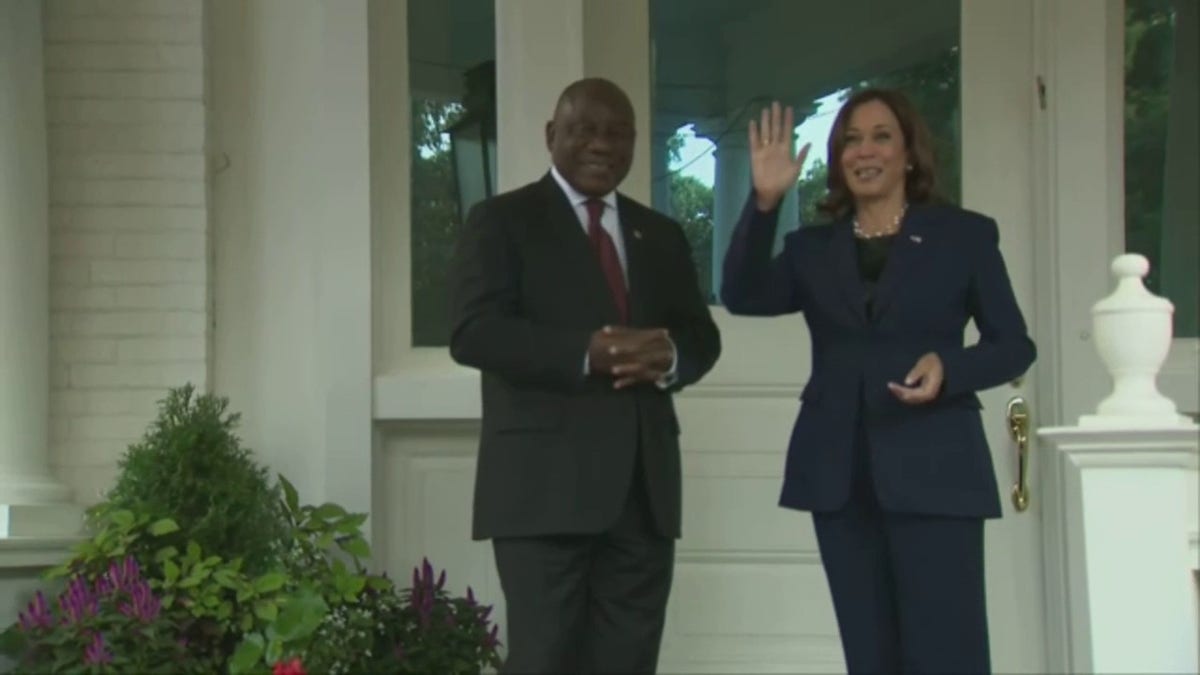 Vice President Kamala Harris ignores question on migrants while appearing with South African President Cyril Ramaphosa