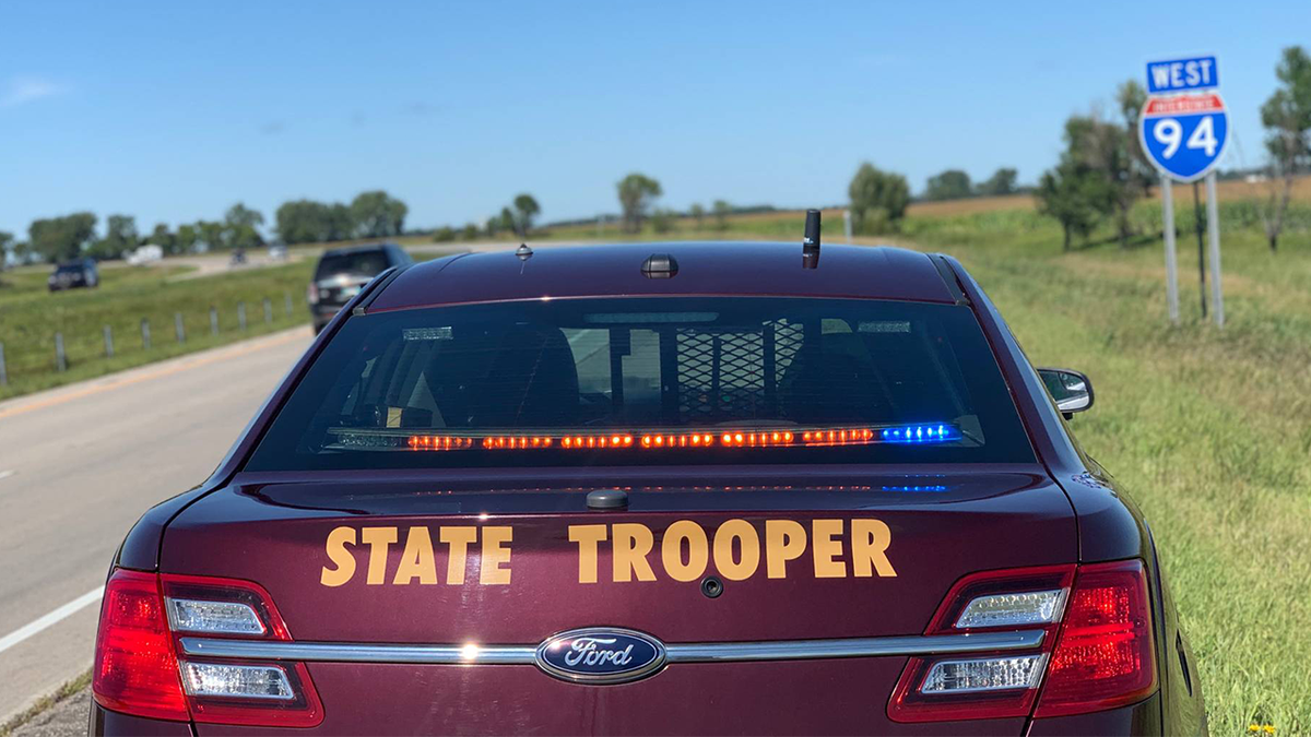 Minnesota State Patrol vehicle on interstate