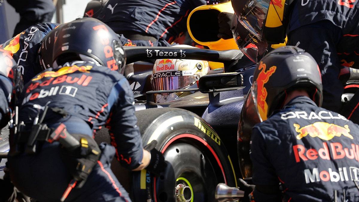 Max Verstappen pits at Monza