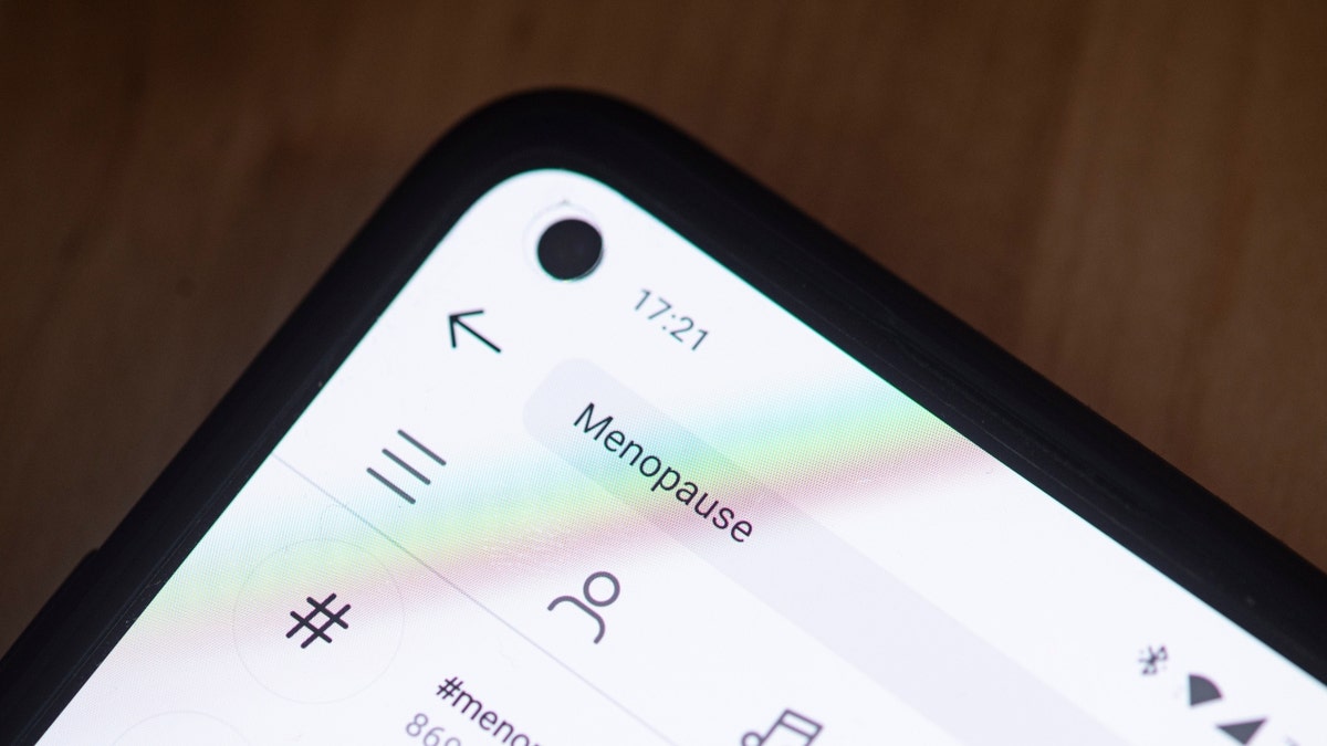 Instagram search for "menopause" on phone