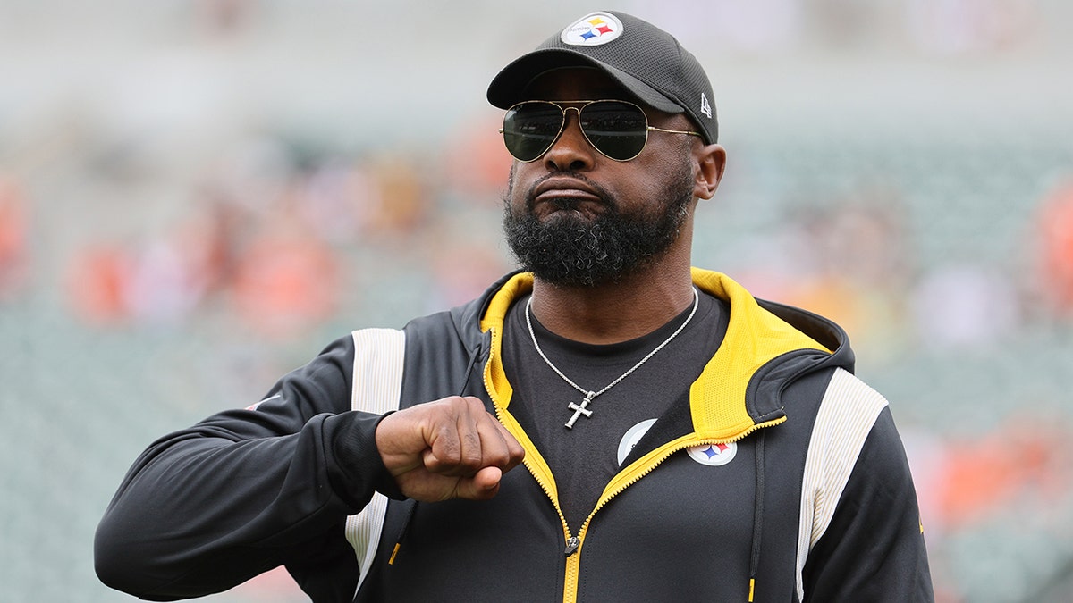 Mike Tomlin gestures