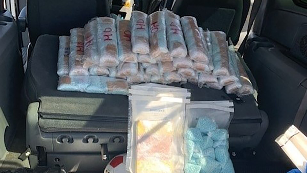 fentanyl pills bundled in car