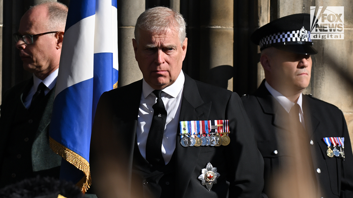 Prince Andrew at the thanksgiving service at St. Giles' Church in Edinburgh