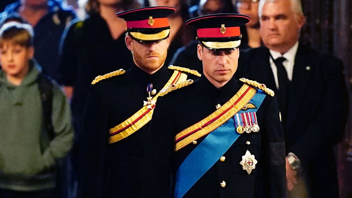 Prince Harry in his military uniform for queen's vigil