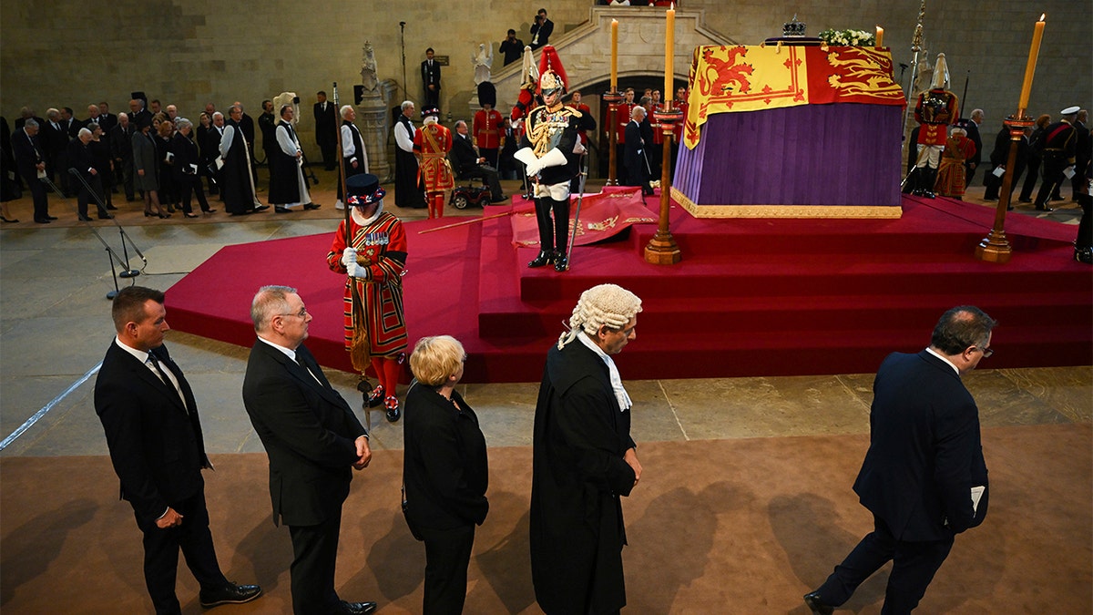 Queen Elizabeth's coffin lies in state in Westminster Hall