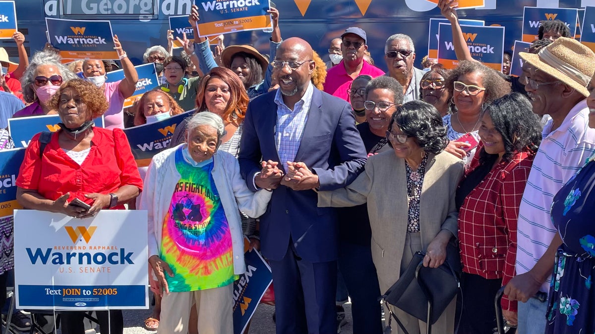 Sen. Raphael Warnock campaigns in Atlanta, Georgia