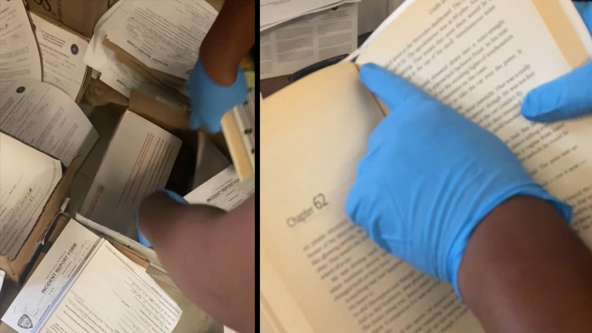 Photos show corrections officers going through stacks of mail allegedly soaked with drugs