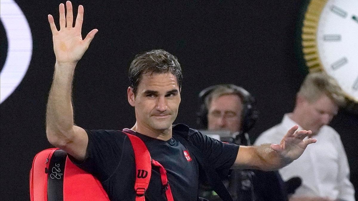 Roger Federer at Laver Arena in 2020