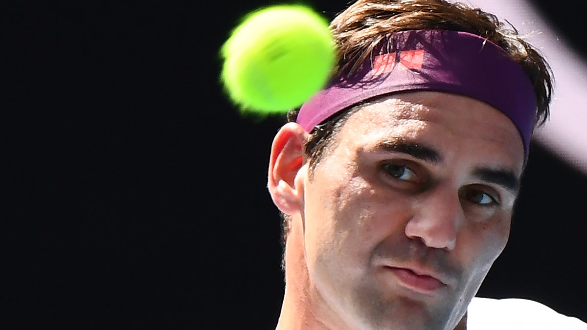 Roger Federer eyes the ball