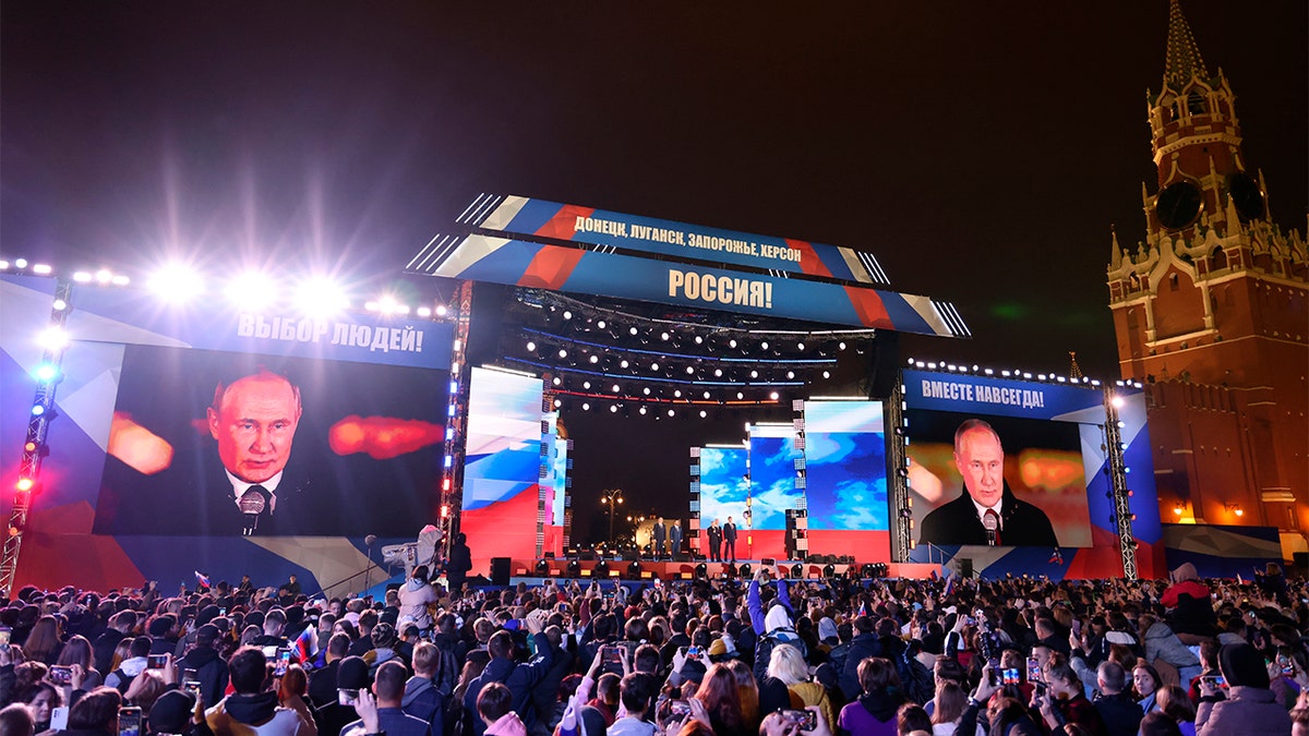 Russian President Vladimir Putin holds Red Square rally in Moscow