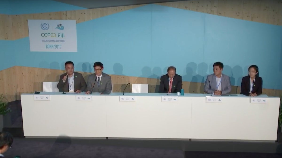 NRDC officials attend a meeting in 2017 with the China Green Carbon Foundation at a United Nations summit. (UNFCCC Climate Action Studio/YouTube/Screenshot)