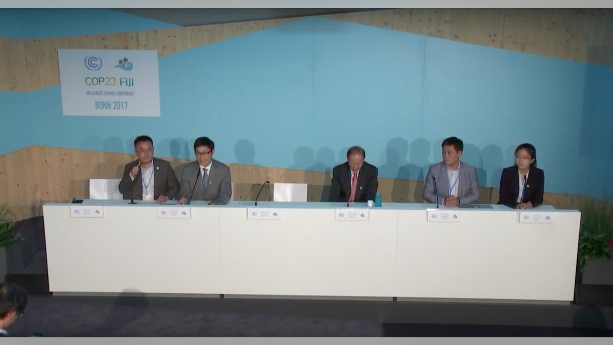 NRDC officials attend a meeting in 2017 with the China Green Carbon Foundation at a United Nations summit. (UNFCCC Climate Action Studio/YouTube/Screenshot)