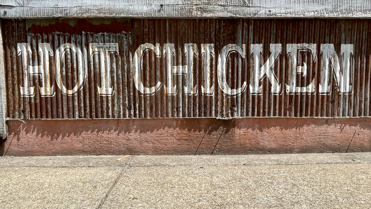 Sign for Nashville hot chicken