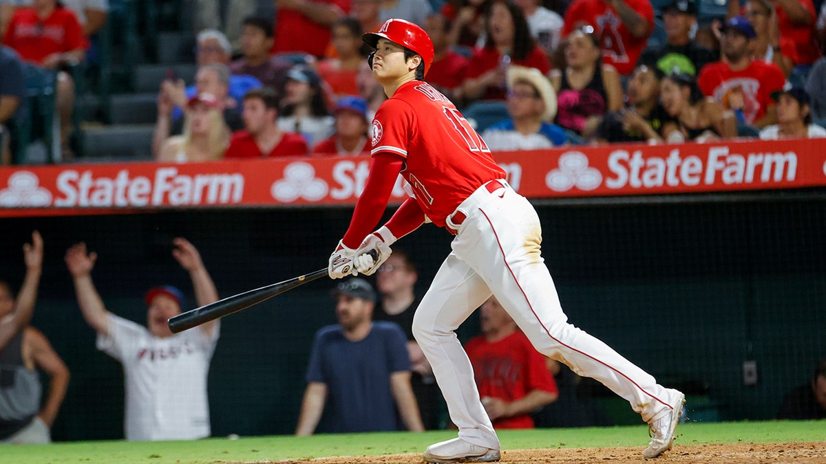 Shohei Ohtani hits a home run