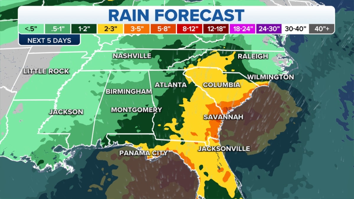 Southeast rain forecast