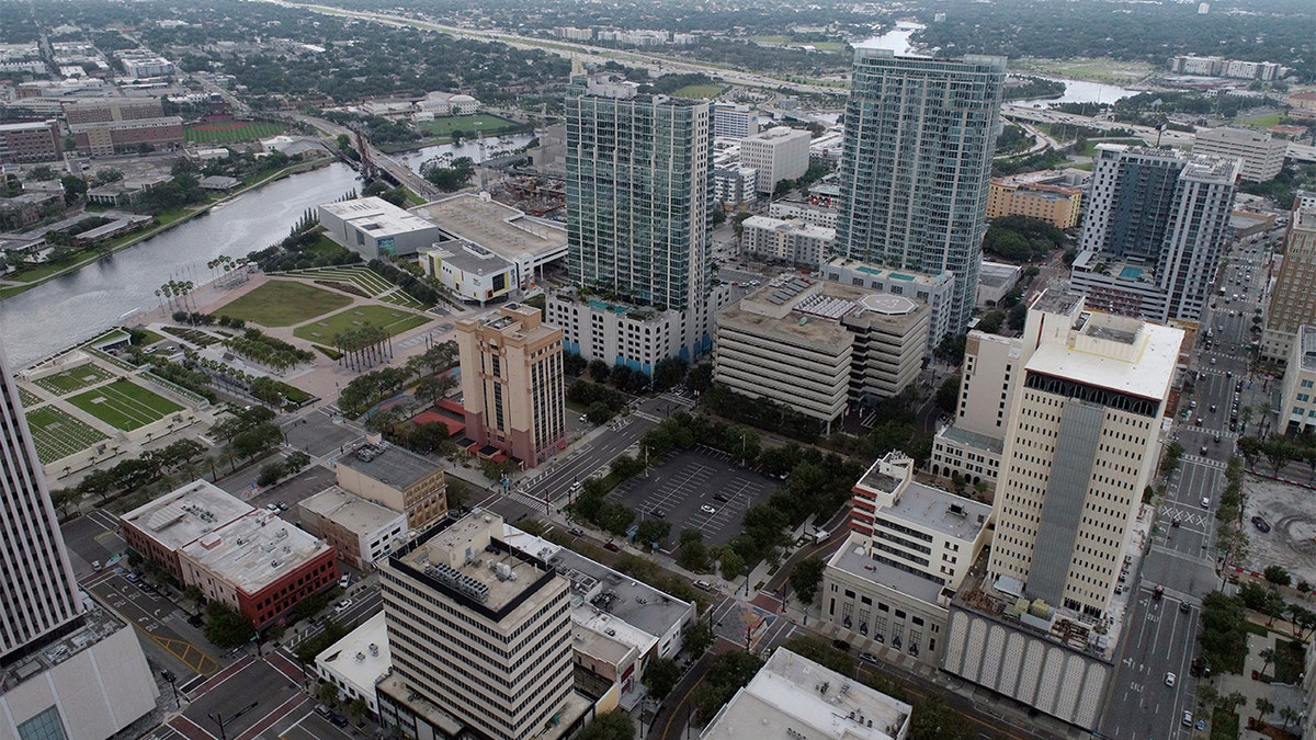 Tampa, Florida seen from drone before Hurricane Ian's arrival