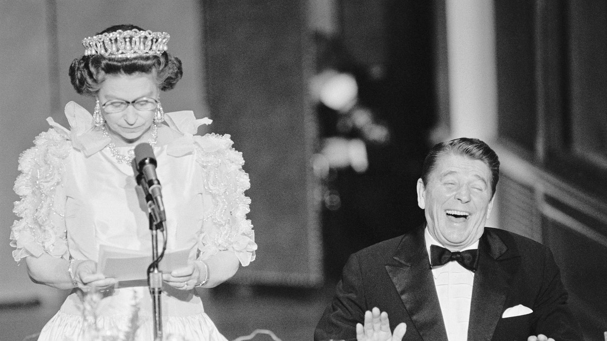 Queen Elizabeth and Ronald Reagan
