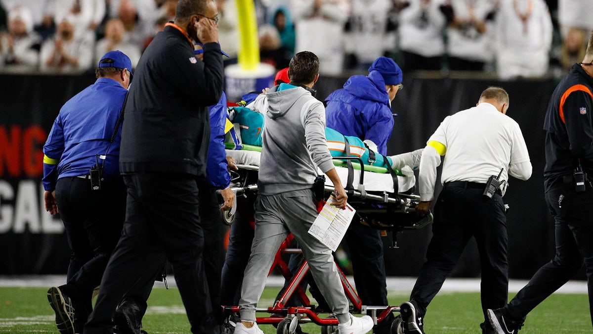 Tua Tagovailoa on a stretcher