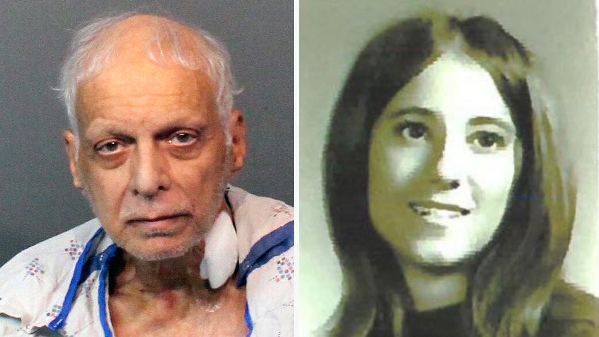 Tudor Chirila Jr. mugshot next to a black and white photo of Nancy Anderson