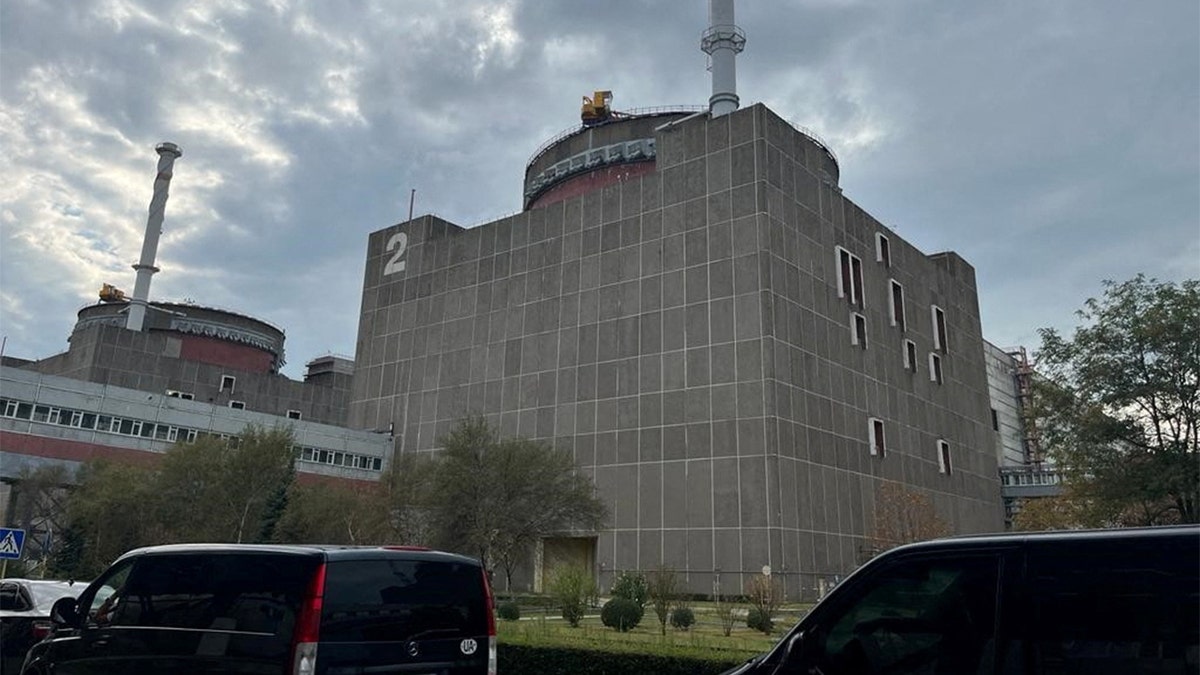 Large brick building marked "2" at Zaporizhzhia Nuclear Power Plant in Ukraine