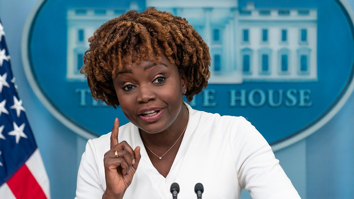 White House press secretary Karine Jean-Pierre answers questions during a briefing