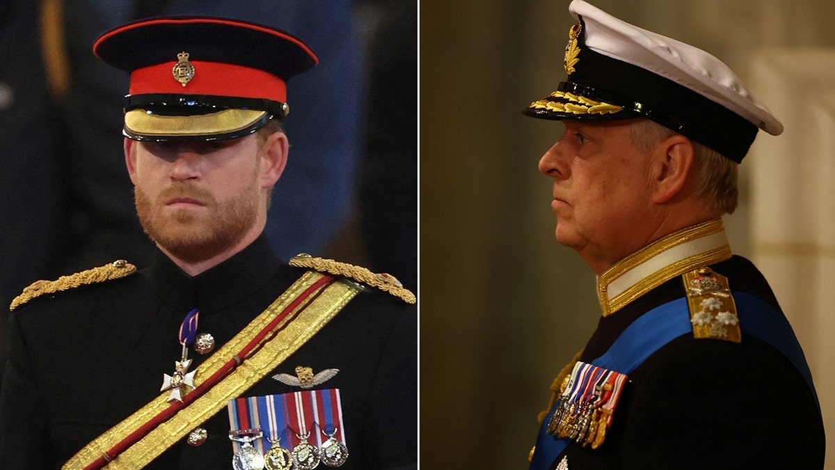 Prince Harry and Prince Andrew in military uniforms