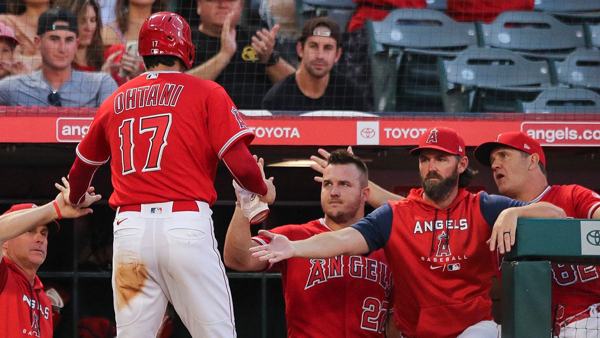 Angels celebrate home run