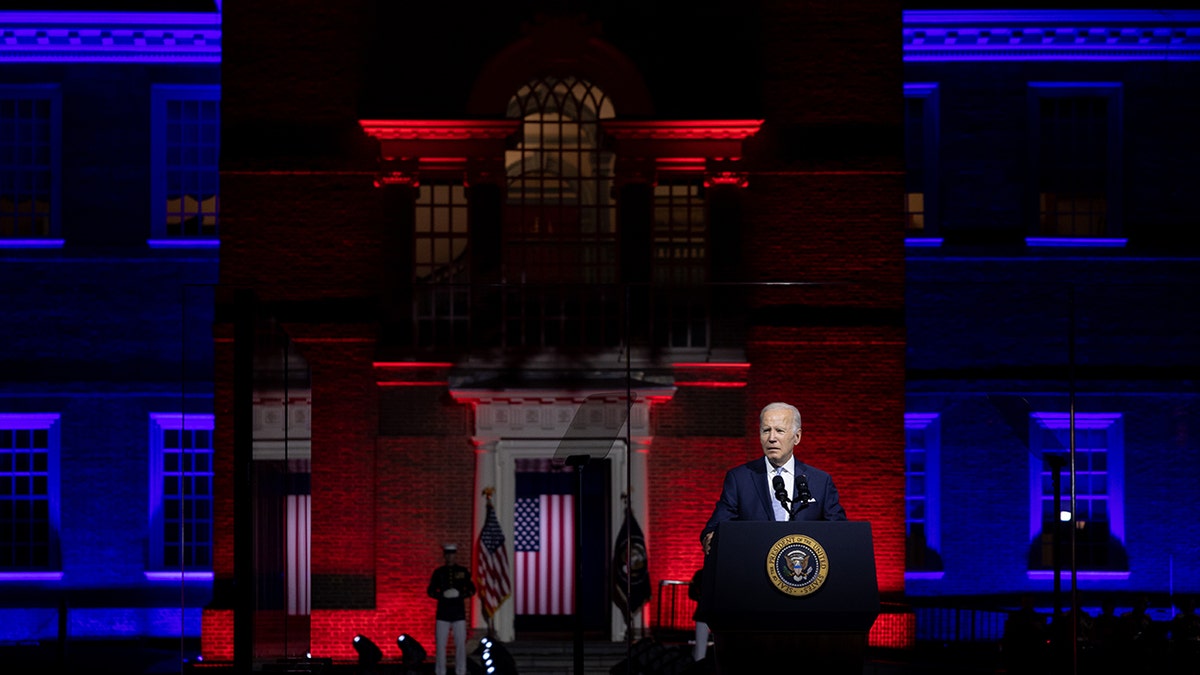 Biden speaking at Independence Hall
