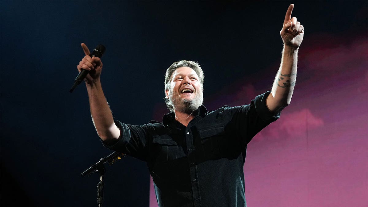 Blake Shelton performing at Bud Light Super Bowl Music Festival 