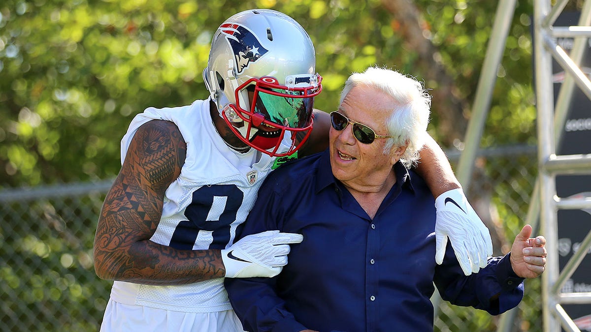 Kendrick Bourne and Robert Kraft