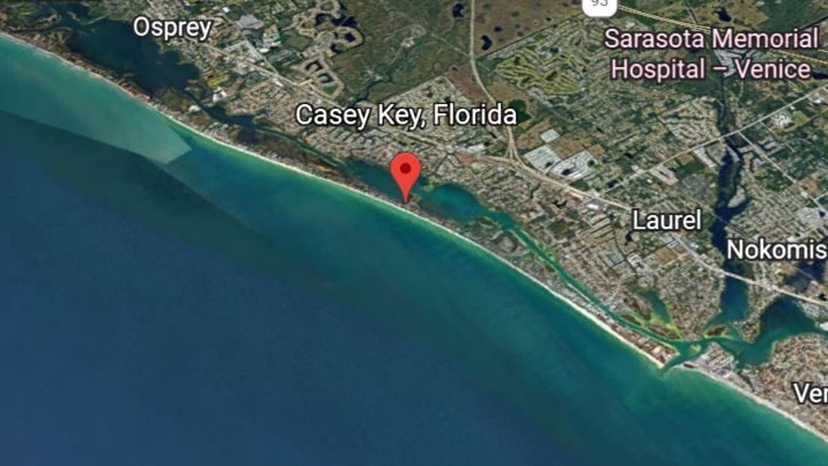 Map showing Casey Key off the Florida coast