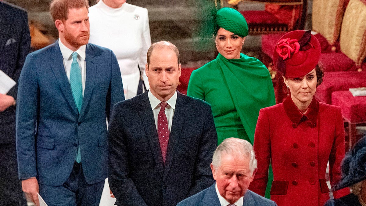 Prince Charles with Harry, Meghan, William and Kate in 2020