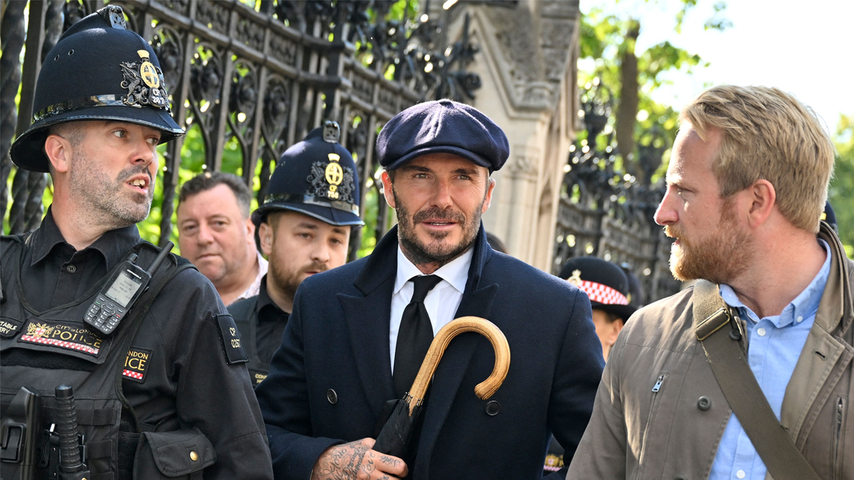 David Beckham in the queue