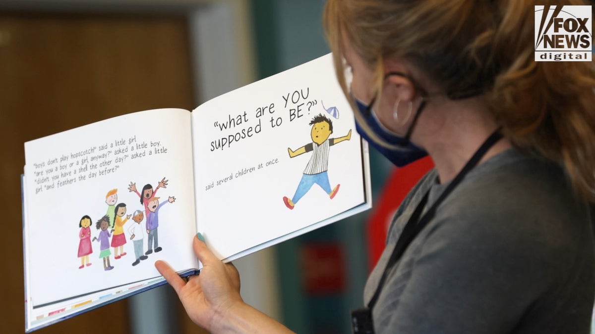 Elementary teacher reads book on gender
