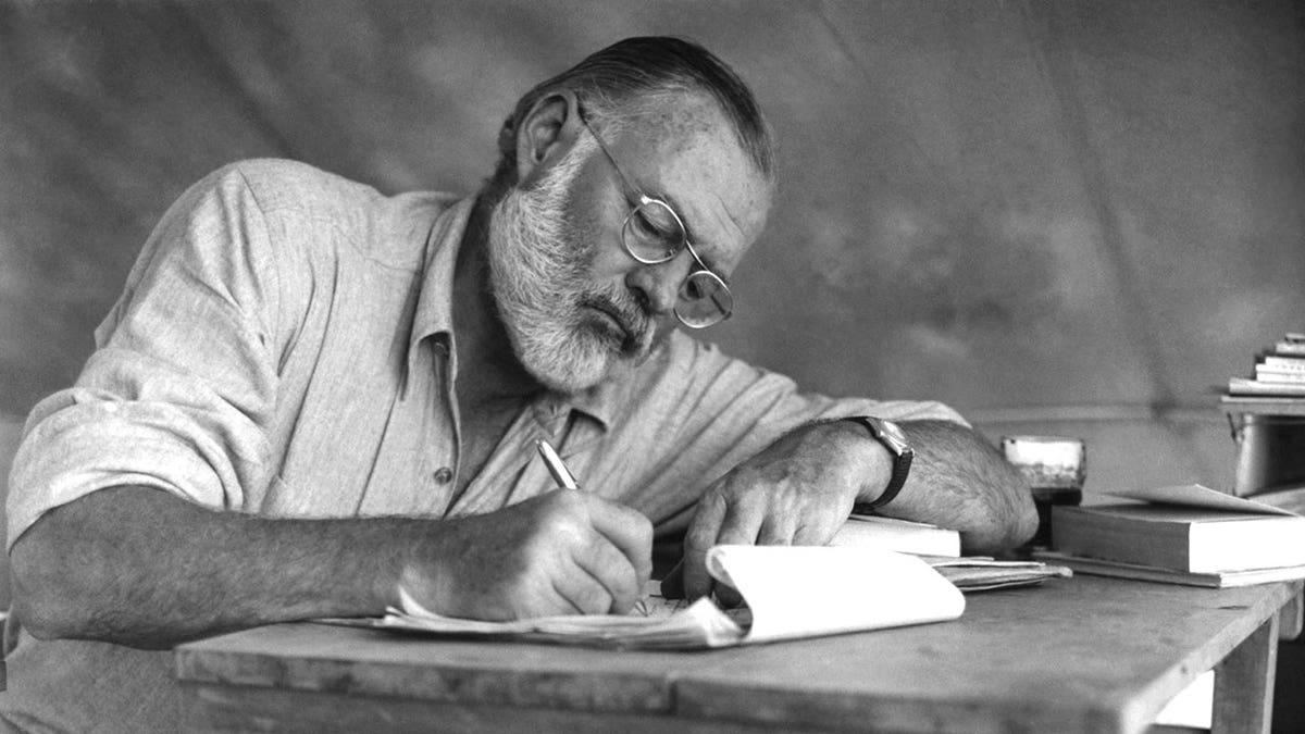 Ernest Hemingway writing