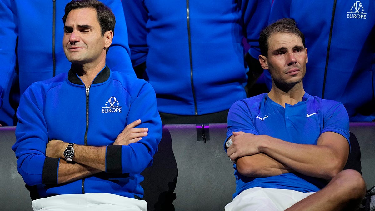 Roger Federer and Rafael NAdal crying