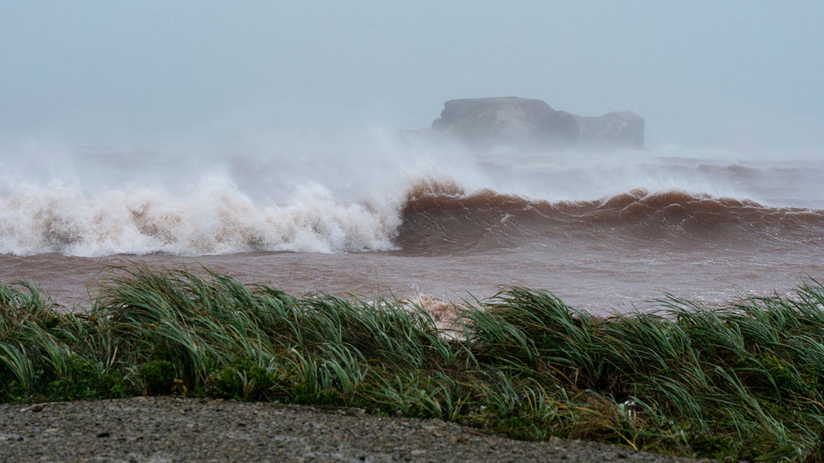 waves crashing on shore