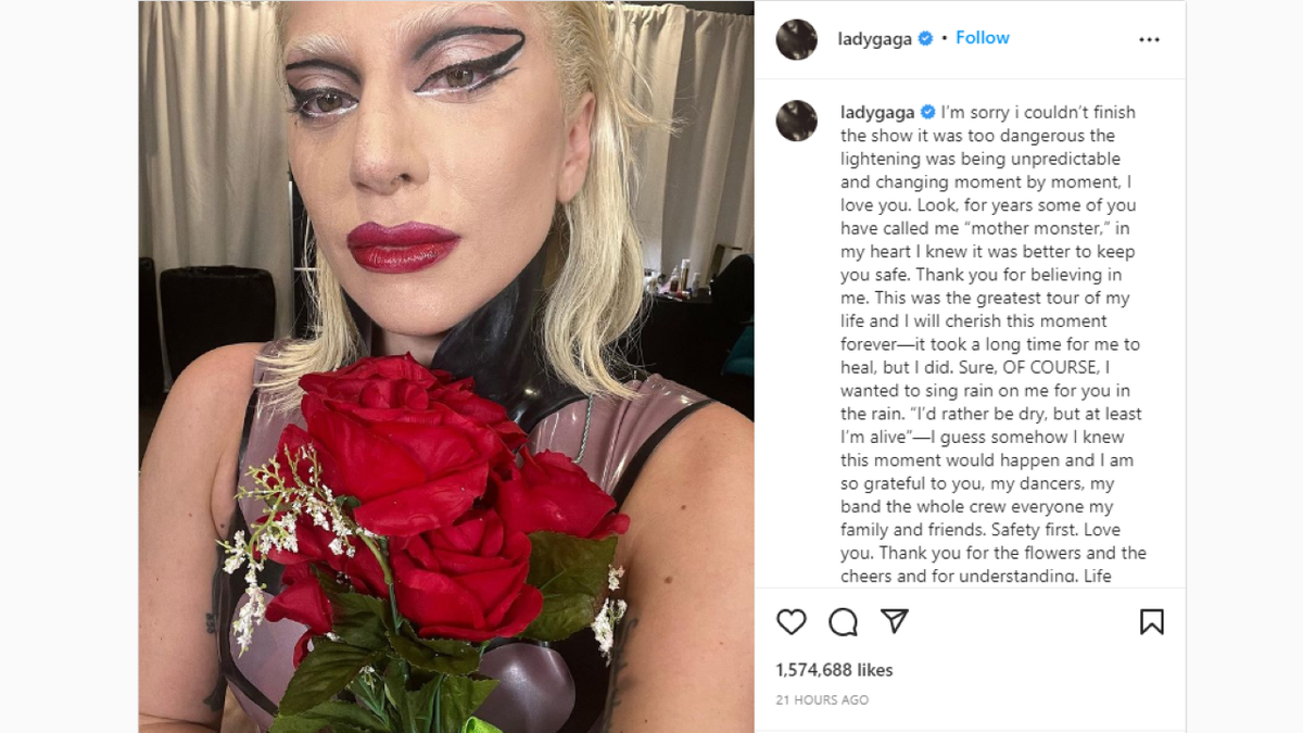Lady Gaga Instagram post about concert