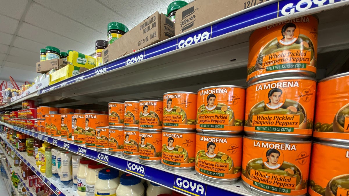 Goya products on supermarket shelves
