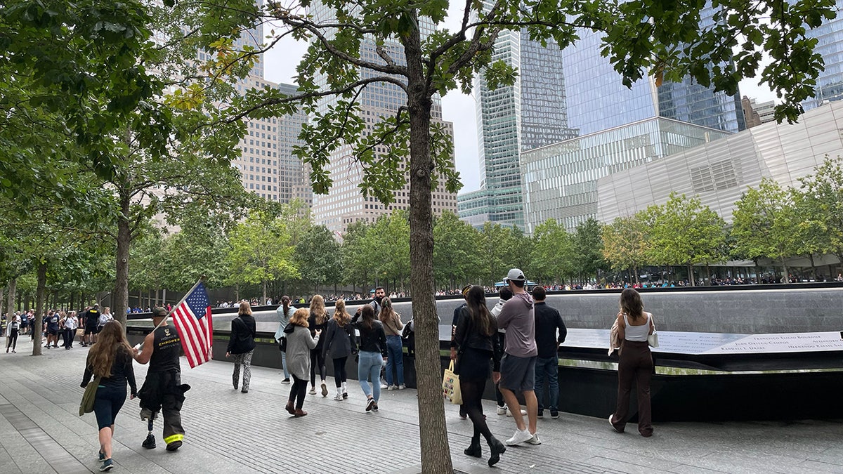 veteran holds flag nyc