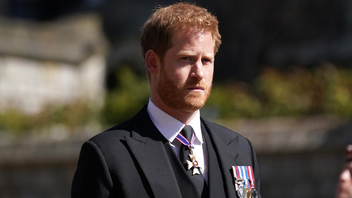 Prince Harry at Prince Philip funeral