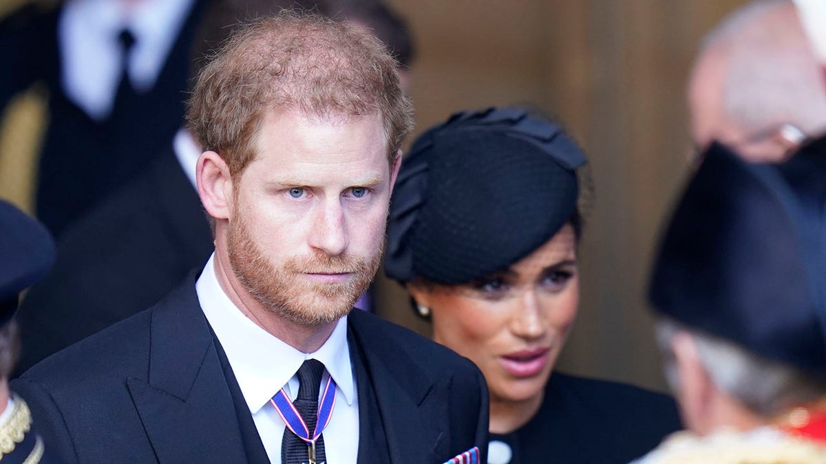 Prince Harry and Meghan Markle at a pre-funeral event