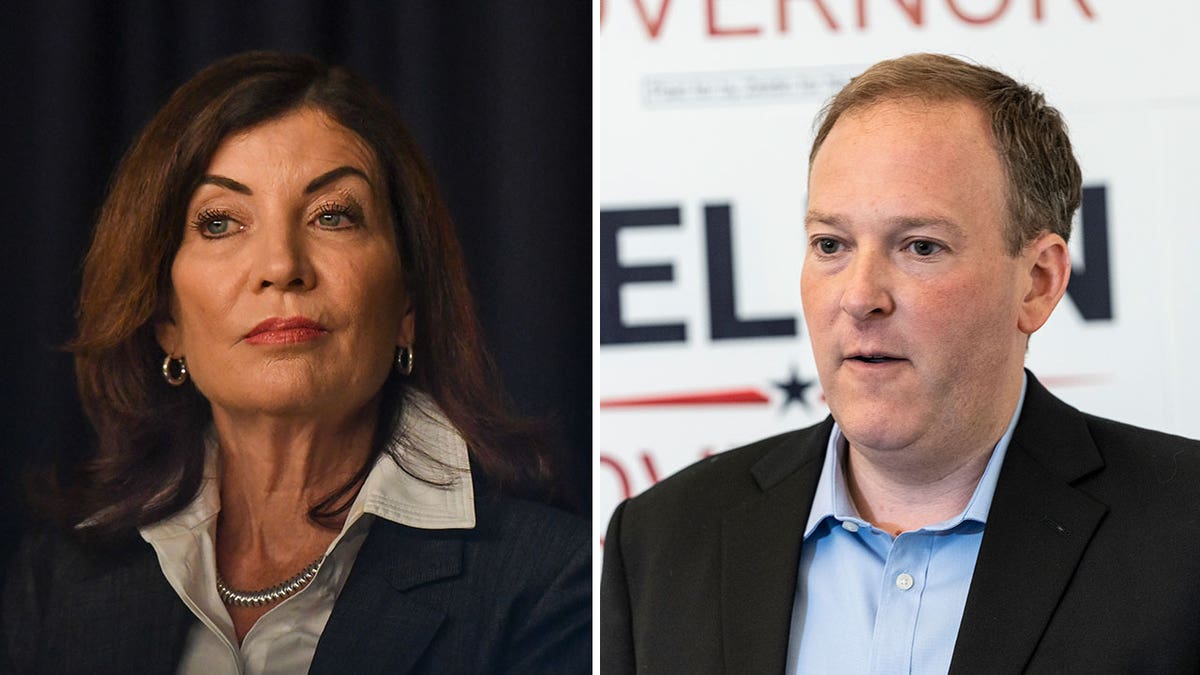 Kathy Hochul and Lee Zeldin side by side