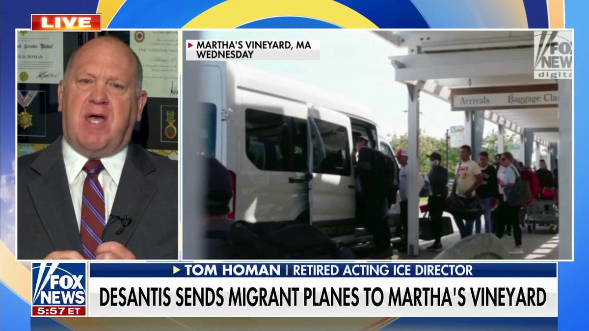Tom Homan torches critics of Ron DeSantis’ move to send migrants to liberal enclave Martha’s Vineyard