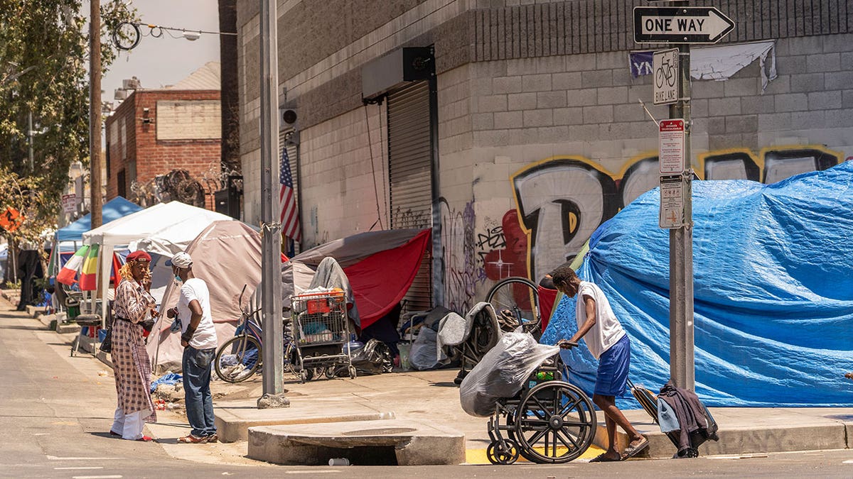 A California homeless encampment.