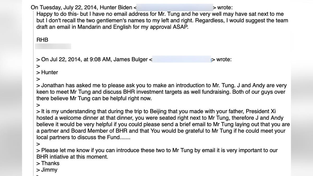 Jimmy Bulger email to Hunter Biden